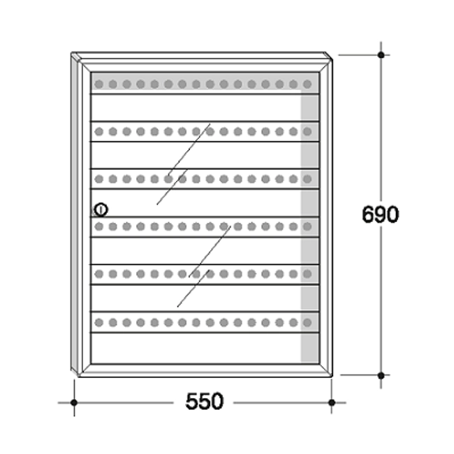 Vendita online Bacheca porta chiavi 96 posti alluminio silver raggrinzito RAL 9006 con fondo silver